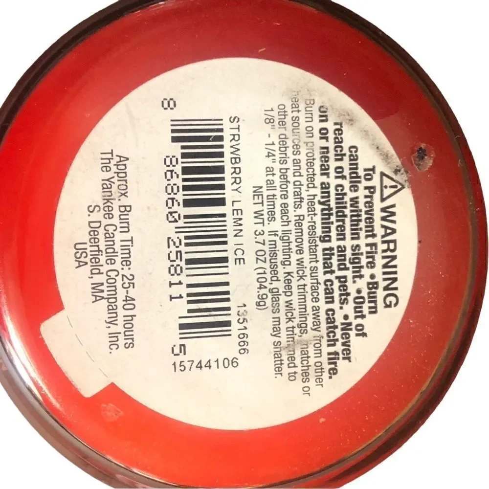 Yankee Candles Strawberry Lemonade And Cotton Candy 3.7 Oz Each